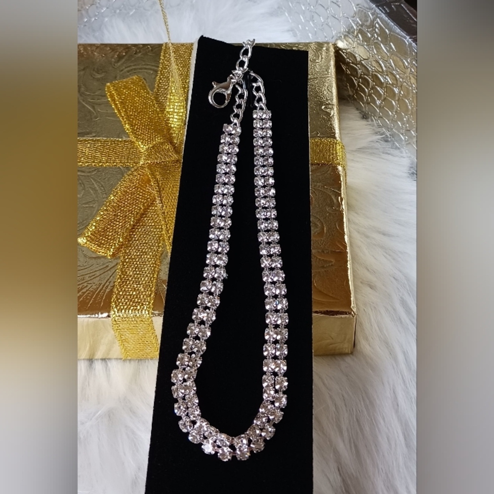Silver Rhinestone Adjustable Ankle Bracelet - Picture 10 of 12